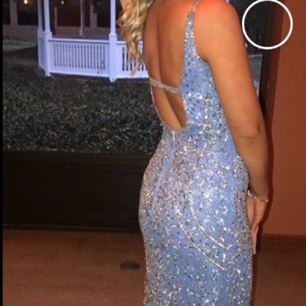 Light blue sparkle prom dress